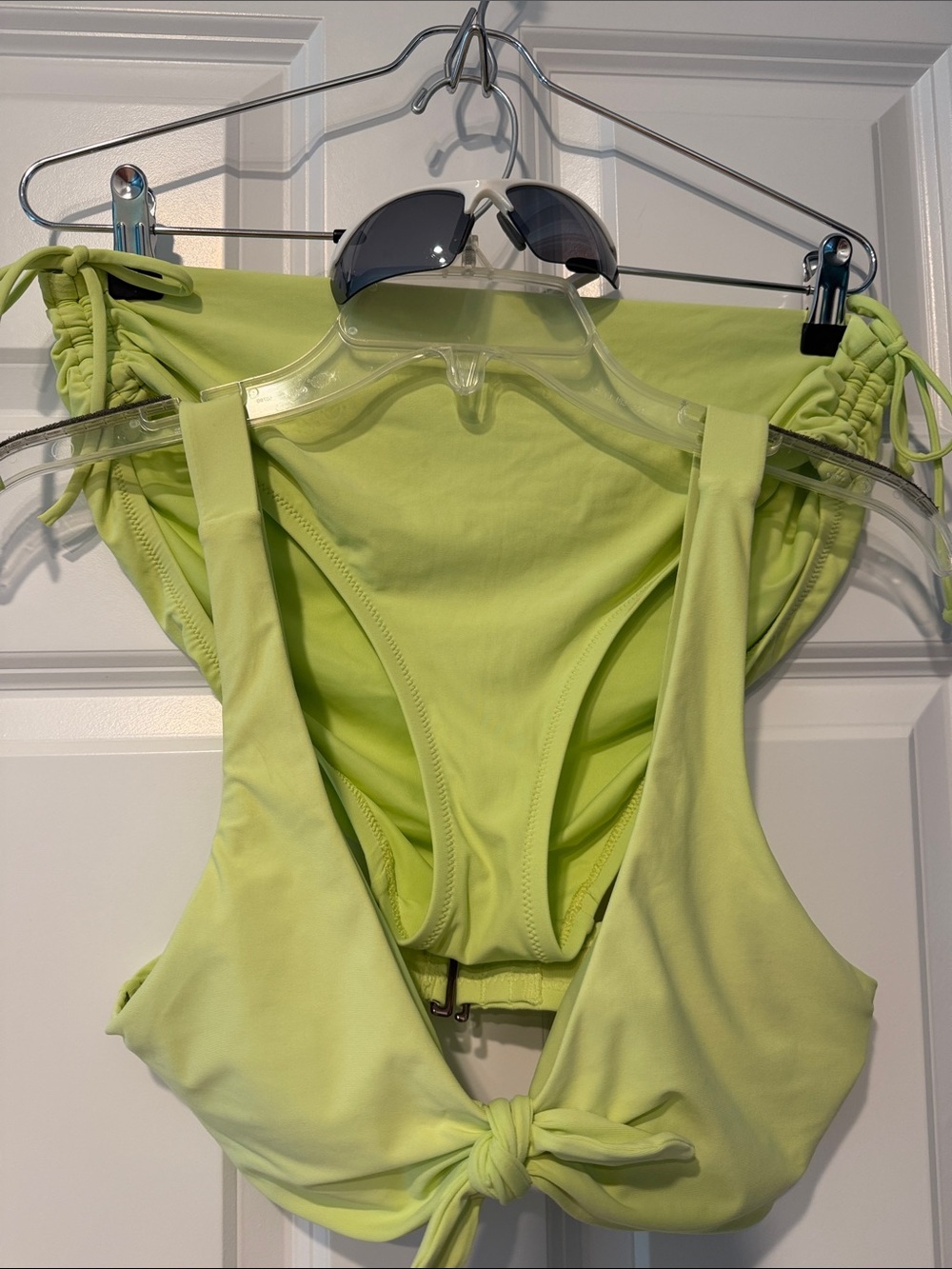 CALIA by Carrie Underwood Lime Green Bikini Set with Front Knot & free sunglasse